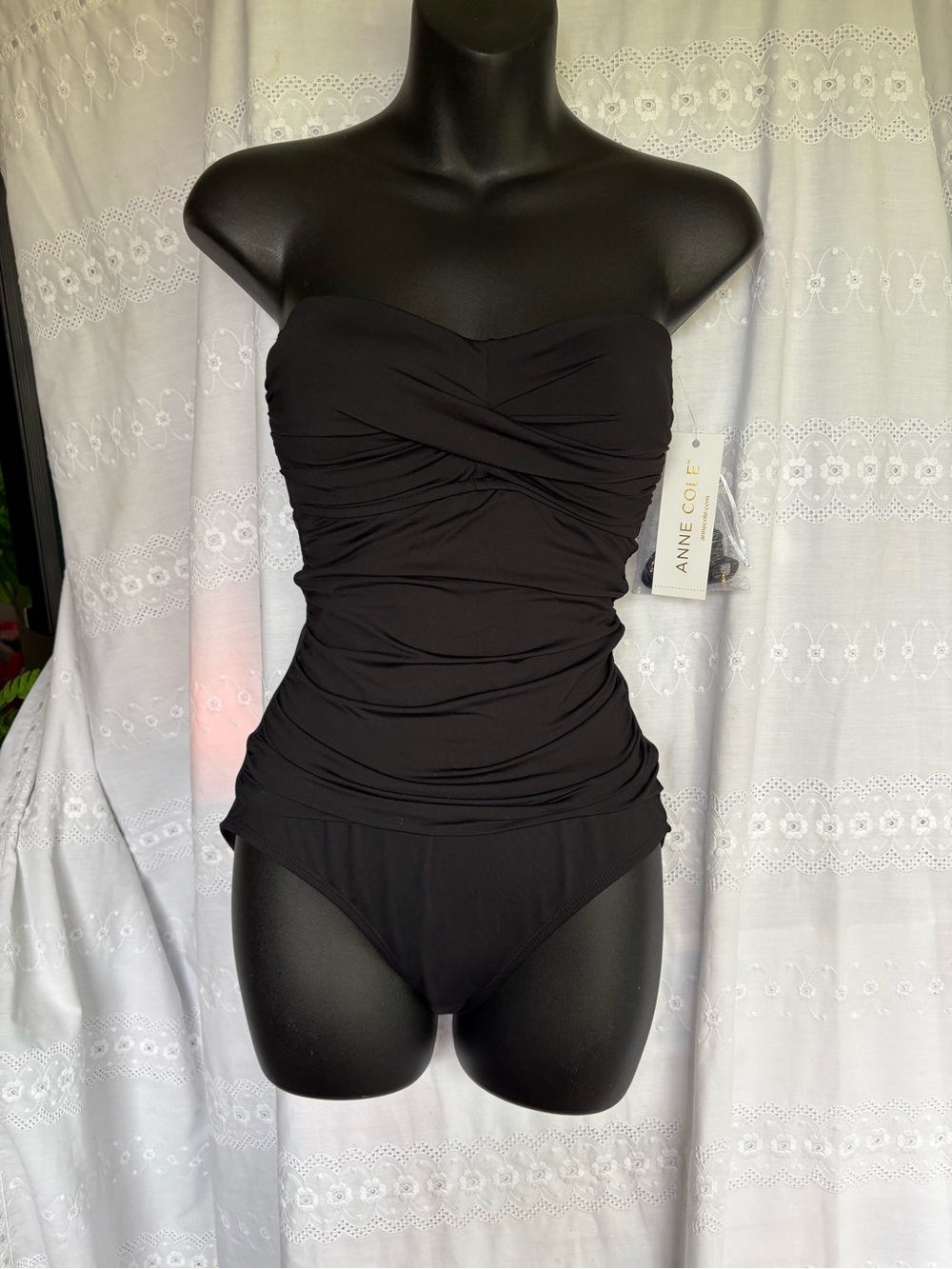 Anne Cole Black Ruched Bathing Suit BNWT